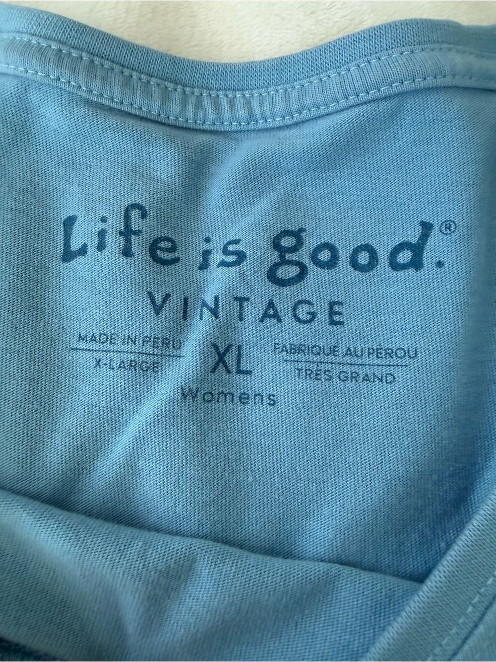 Life is Good Happy Hour Camping Long Sleeve Womens Blue Tee Size XL E05 - Picture 3 of 8